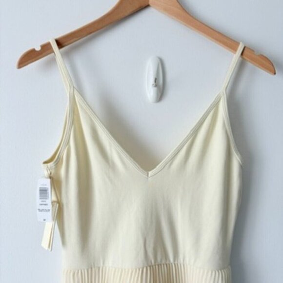 Aritzia Wilfred Daphnee Pleated Skirt Midi Dress NWT Mellow Yellow Size Small - Picture 6 of 9